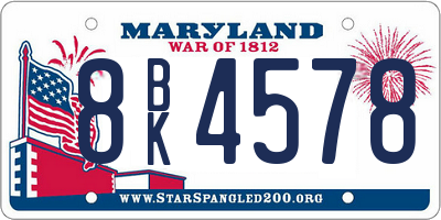 MD license plate 8BK4578