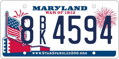 MD license plate 8BK4594