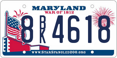 MD license plate 8BK4618