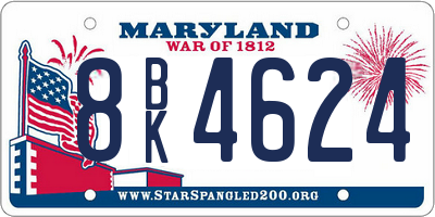 MD license plate 8BK4624