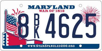 MD license plate 8BK4625