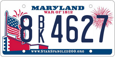 MD license plate 8BK4627
