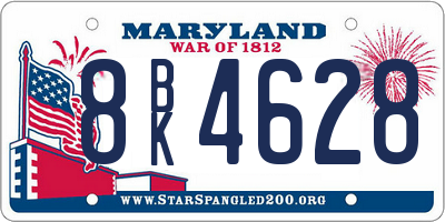 MD license plate 8BK4628