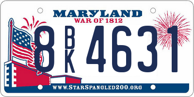 MD license plate 8BK4631