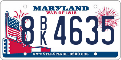 MD license plate 8BK4635