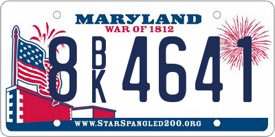 MD license plate 8BK4641