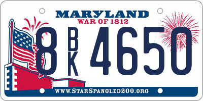 MD license plate 8BK4650
