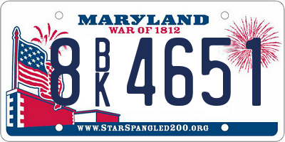 MD license plate 8BK4651