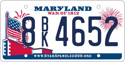 MD license plate 8BK4652