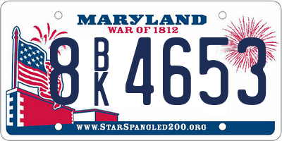 MD license plate 8BK4653