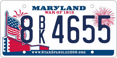 MD license plate 8BK4655