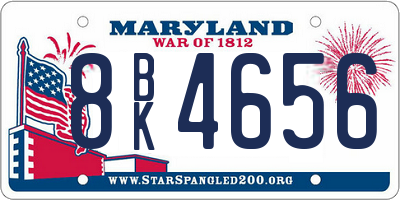 MD license plate 8BK4656