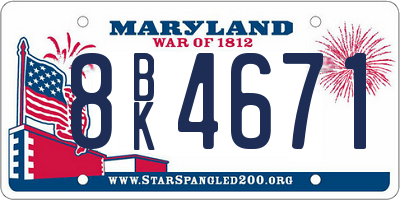 MD license plate 8BK4671