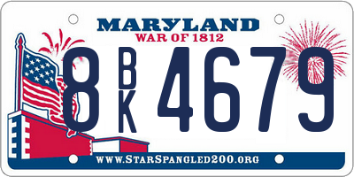 MD license plate 8BK4679