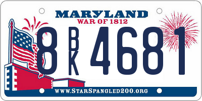 MD license plate 8BK4681