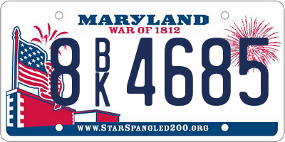 MD license plate 8BK4685