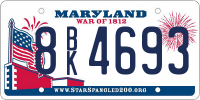 MD license plate 8BK4693