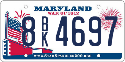 MD license plate 8BK4697