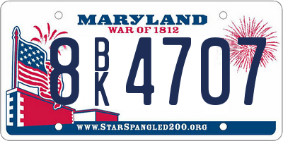 MD license plate 8BK4707