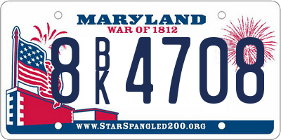 MD license plate 8BK4708