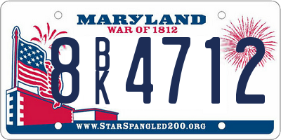 MD license plate 8BK4712
