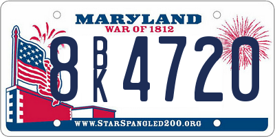 MD license plate 8BK4720