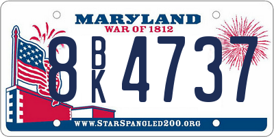 MD license plate 8BK4737