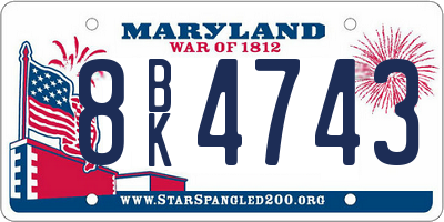 MD license plate 8BK4743