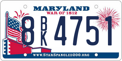 MD license plate 8BK4751