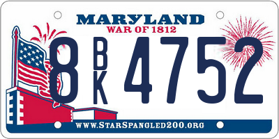 MD license plate 8BK4752