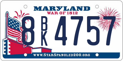 MD license plate 8BK4757
