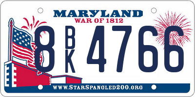 MD license plate 8BK4766