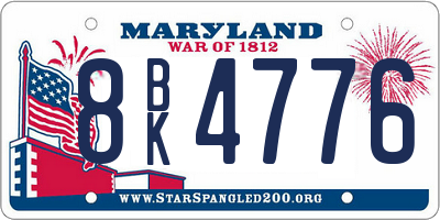 MD license plate 8BK4776