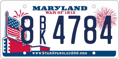 MD license plate 8BK4784