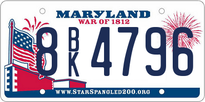 MD license plate 8BK4796