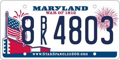 MD license plate 8BK4803