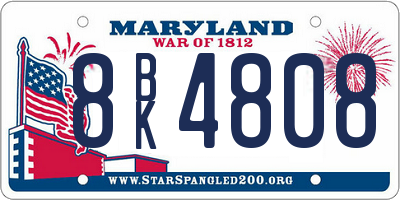 MD license plate 8BK4808