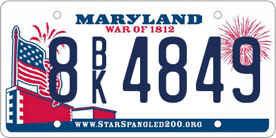 MD license plate 8BK4849