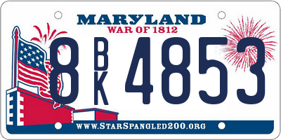MD license plate 8BK4853