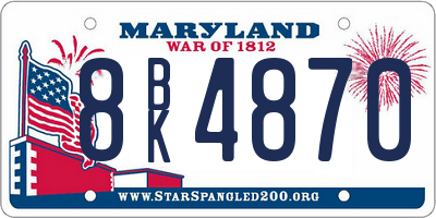 MD license plate 8BK4870