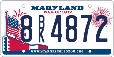 MD license plate 8BK4872