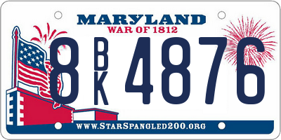 MD license plate 8BK4876