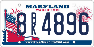 MD license plate 8BK4896