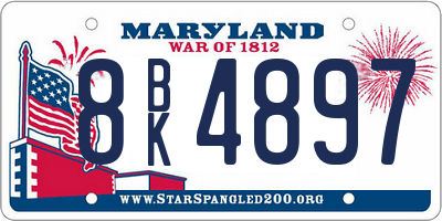 MD license plate 8BK4897