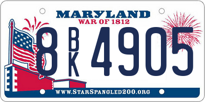 MD license plate 8BK4905