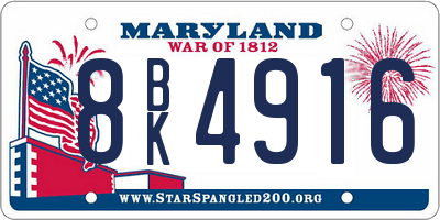 MD license plate 8BK4916