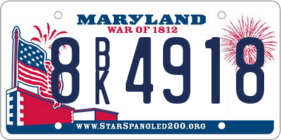 MD license plate 8BK4918