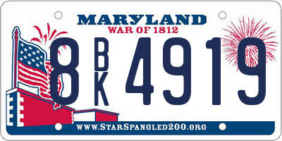 MD license plate 8BK4919
