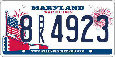 MD license plate 8BK4923
