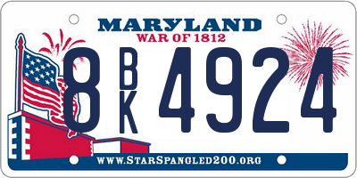 MD license plate 8BK4924